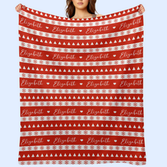 Personalized Christmas Reindeer Print Blanket - Christmas Gifts