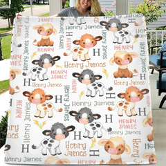 Livraison gratuite✈️Couverture personnalisée avec nom de veau marron noir