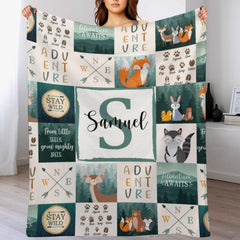 Personalized Name Custom Woodland Nursery Blanket