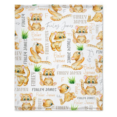 Livraison gratuite✈️Couverture pour bébé tigre animal avec nom personnalisé