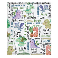 Cute Dinosaur Personalized Blankets