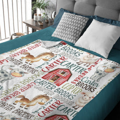 Personalized Farm Animal Blanket - Custom Name - Gift - Farm Blanket