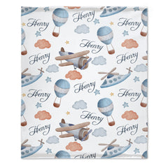 Livraison gratuite✈️Couverture personnalisée pour bébé en forme d'avion en montgolfière