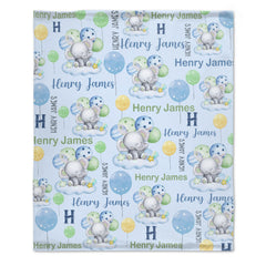 Custom Elephant Monogram Baby Blanket for Boys - Best Gift for Baby