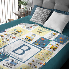 Personalized Baby Blankets for Boys With Name - Cartoon Car Newborn Nursery Gift