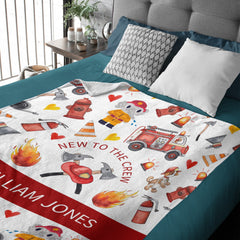 Personalized Custom Name Baby Blanket - Fire Service Firetruck Fireman