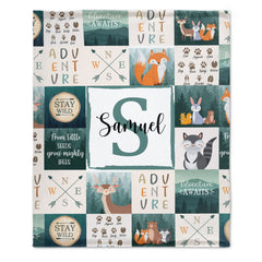 Personalized Name Custom Woodland Nursery Blanket