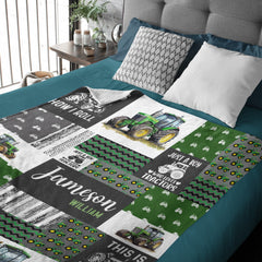 Custom Baby Name Blanket - Truck Tractors Blanket,  Gift Blanket For Boys - Blanket For Christmas