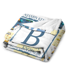 Personalized Baby Blankets for Boys With Name - Cartoon Car Newborn Nursery Gift