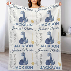 Personalized Baby Blankets for Boys with Name -Baby Dinosaur Theme