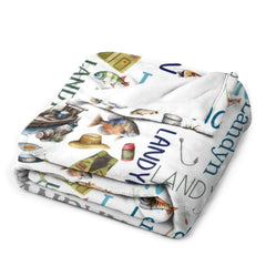 Livraison gratuite✈️Couverture de nom personnalisée pour bébé - Couverture de pêche - Motif de nom - Pêche