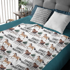 Personalized Swaddle Equestrian Baby Blanket - Horse