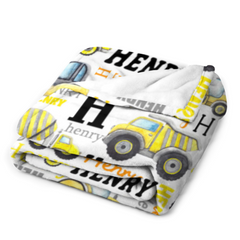 Personalized Name Construction Blanket - Gift for Baby Birthday