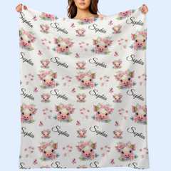 Cute Piggy Name Custom Blanket - Gifts for Kids