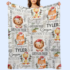 Christmas Safari Name Custom Baby Blanket