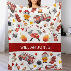 Personalized Custom Name Baby Blanket - Fire Service Firetruck Fireman