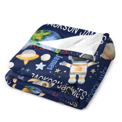 Personalized Outer Space Theme Custom Name Pattern Baby Blanket
