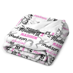 Personalized Gymnastics Blanket, Custom Girl Name
