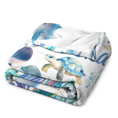 Whale Shark Fish Ocean Personalized Name Baby Blanket