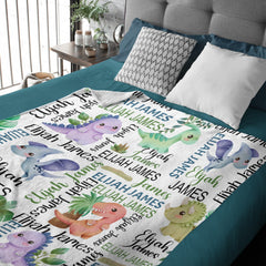 Cute Dinosaur Personalized Blankets