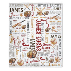 Personalized Customized Name Baseball Baby Blanket