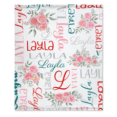 Personalized Floral Name Blanket