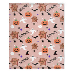 Personalized Custom Name Blanket-Halloween Pumpkin ghost