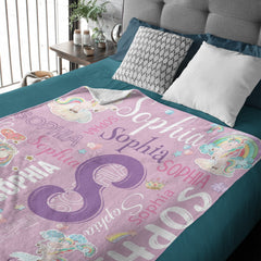 Personalized Unicorn Blanket for Girls Name Blankets