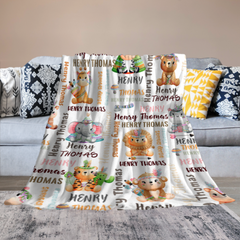 Personalized Woodland Animals Baby Soft Blanket - Birthday Gifts for Baby Kids