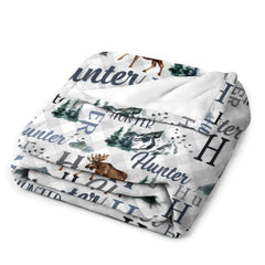 Livraison gratuite✈️Couverture personnalisée avec nom d’orignal - Couverture de montagne en plein air - Chasse personnalisée