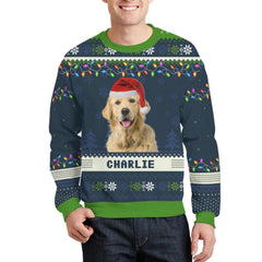 Photo personnalisée Happy Howlidays - Sweat-shirt laid personnalisé pour chien et chat