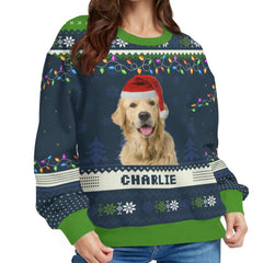 Photo personnalisée Happy Howlidays - Sweat-shirt laid personnalisé pour chien et chat