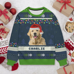 Photo personnalisée Happy Howlidays - Sweat-shirt laid personnalisé pour chien et chat