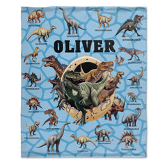 Personalized Custom Name Blankets -  Dinosaur Theme