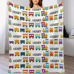 Livraison gratuite✈️Couverture pour bébé avec nom personnalisé et train de dessin animé