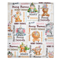 Personalized Woodland Animals Baby Soft Blanket - Birthday Gifts for Baby Kids