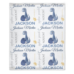 Personalized Baby Blankets for Boys with Name -Baby Dinosaur Theme