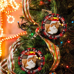 Photo personnalisée Premier Noël - Chien &amp; Chat &amp; Bébé Ornement en céramique personnalisé personnalisé - Cadeau de Noël pour la famille