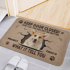 Paillasson personnalisé - Photo personnalisée Dog Cat Keep Door Closed - Cadeau pour les amoureux des animaux de compagnie, les propriétaires d’animaux de compagnie