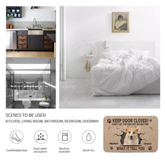 Paillasson personnalisé - Photo personnalisée Dog Cat Keep Door Closed - Cadeau pour les amoureux des animaux de compagnie, les propriétaires d’animaux de compagnie