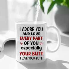 Je t'adore Mug personnalisé - Cadeau couple, Cadeau Saint Valentin