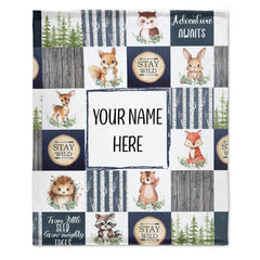Customized Baby Name Personalized Woodland Blankets for Girls