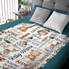 Personalized Baby Blankets, Custom Baby name Blanket - Best Gift for Baby, Newborn - bear blanket