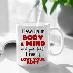 J’aime vraiment votre tasse personnalisée de fesses, cadeau drôle pour le couple