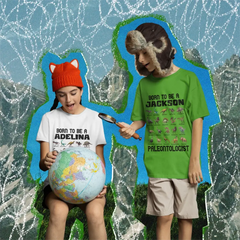 Cadeau pour petit-fils/petite-fille née pour être paléontologue - Nom personnalisé dinosaure T-shirt enfant