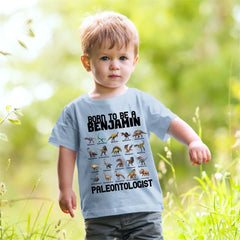 Cadeau pour petit-fils/petite-fille née pour être paléontologue - Nom personnalisé dinosaure T-shirt enfant
