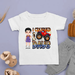 J’ai écrasé 100 jours - T-shirt personnalisé pour jeunes - Cadeau pour les enfants, les membres de la famille