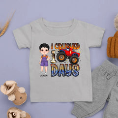 J’ai écrasé 100 jours - T-shirt personnalisé pour jeunes - Cadeau pour les enfants, les membres de la famille