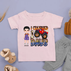 J’ai écrasé 100 jours - T-shirt personnalisé pour jeunes - Cadeau pour les enfants, les membres de la famille