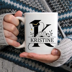 Tasse personnalisée personnalisée - Classe de remise des diplômes de 2024, Fleur Clipart